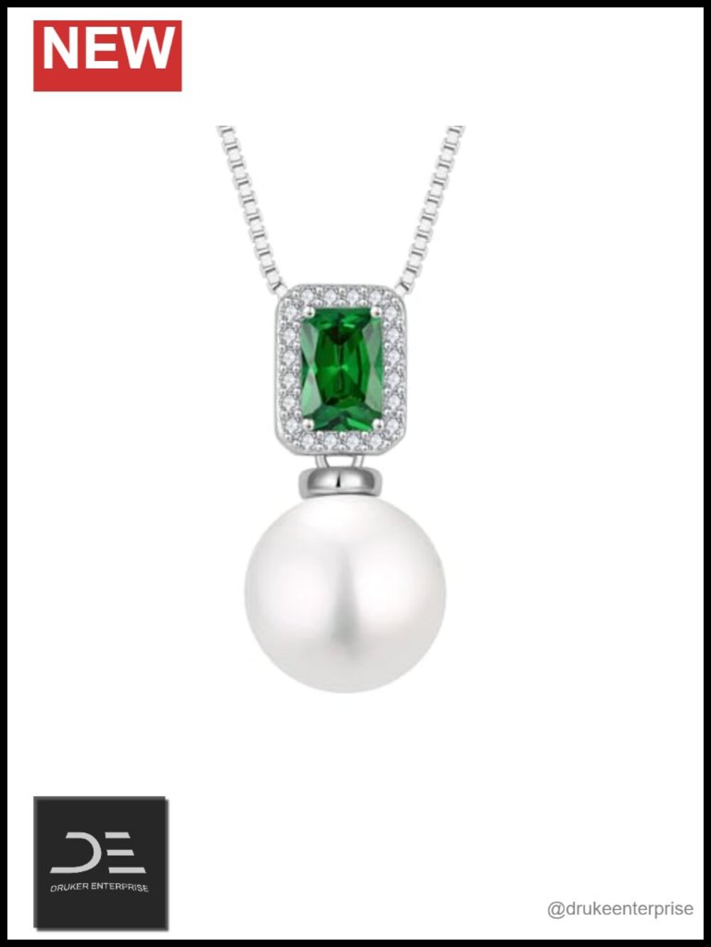Freshwater Pearl Sterling Silver 18k White Gold Plated Pendant Necklace